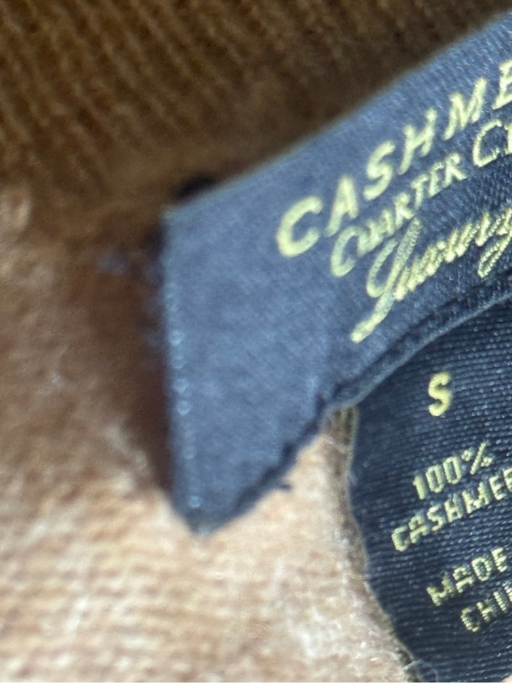 V-Neck Women's Cashmere Sweater in Camel - Picture 6 of 6